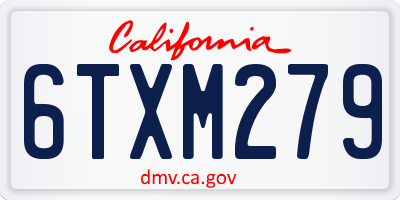 CA license plate 6TXM279