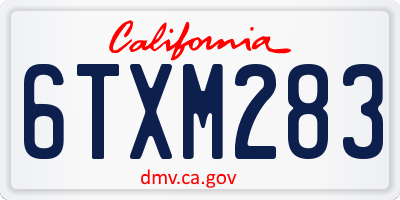 CA license plate 6TXM283