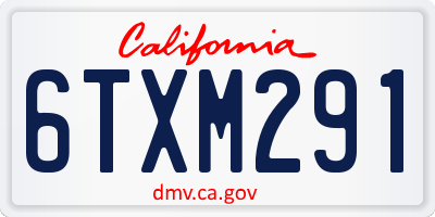 CA license plate 6TXM291