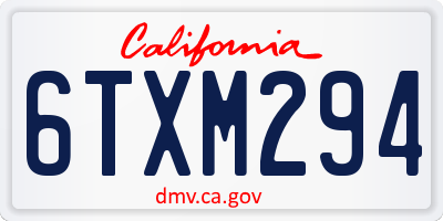 CA license plate 6TXM294