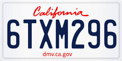 CA license plate 6TXM296