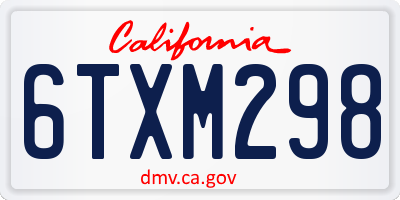 CA license plate 6TXM298