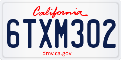 CA license plate 6TXM302