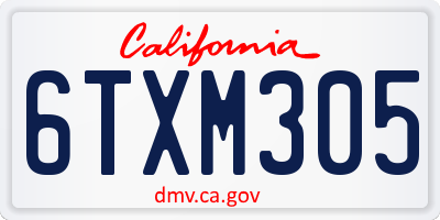 CA license plate 6TXM305