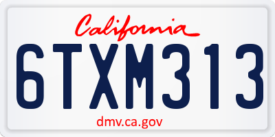 CA license plate 6TXM313
