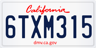 CA license plate 6TXM315