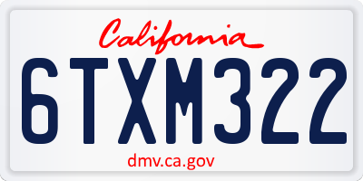 CA license plate 6TXM322