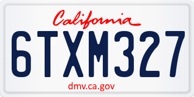 CA license plate 6TXM327
