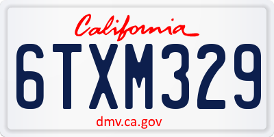 CA license plate 6TXM329