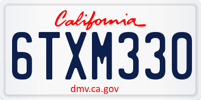 CA license plate 6TXM330