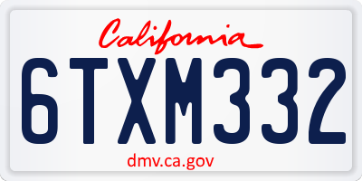 CA license plate 6TXM332