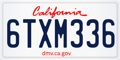 CA license plate 6TXM336