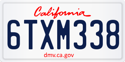 CA license plate 6TXM338