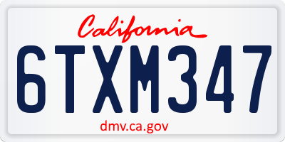 CA license plate 6TXM347