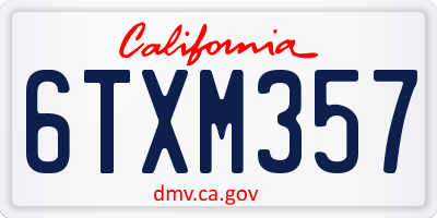 CA license plate 6TXM357