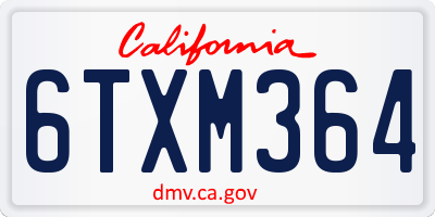 CA license plate 6TXM364