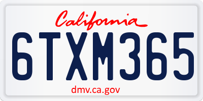 CA license plate 6TXM365