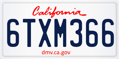 CA license plate 6TXM366