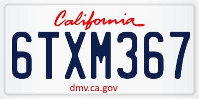 CA license plate 6TXM367
