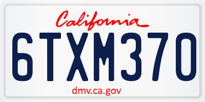 CA license plate 6TXM370
