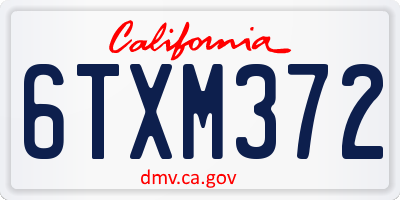 CA license plate 6TXM372
