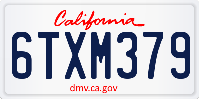 CA license plate 6TXM379