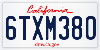 CA license plate 6TXM380