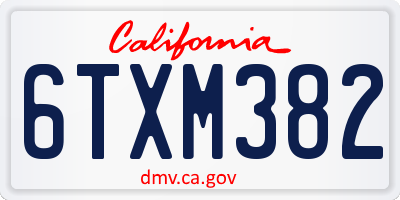 CA license plate 6TXM382