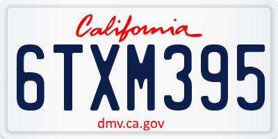 CA license plate 6TXM395