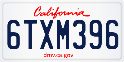 CA license plate 6TXM396