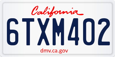 CA license plate 6TXM402