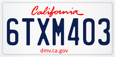 CA license plate 6TXM403
