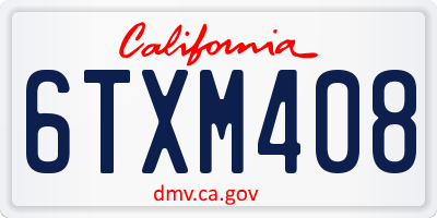 CA license plate 6TXM408