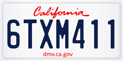 CA license plate 6TXM411