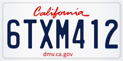 CA license plate 6TXM412