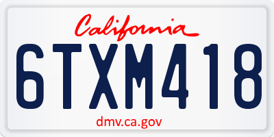 CA license plate 6TXM418