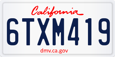 CA license plate 6TXM419