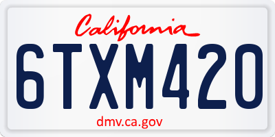 CA license plate 6TXM420