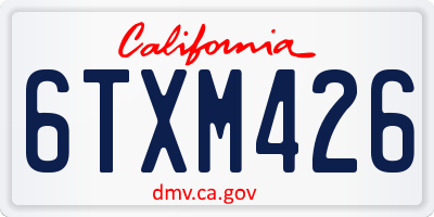 CA license plate 6TXM426