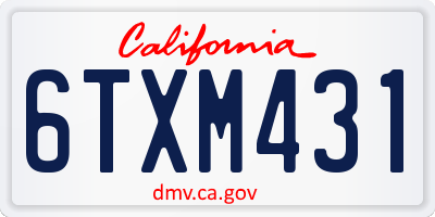 CA license plate 6TXM431