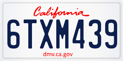CA license plate 6TXM439