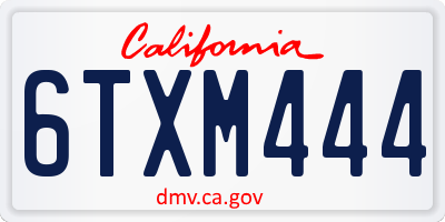 CA license plate 6TXM444
