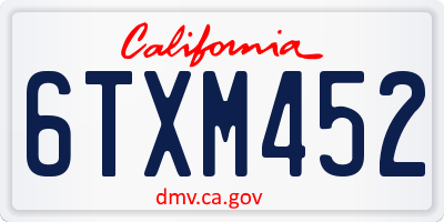 CA license plate 6TXM452