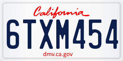 CA license plate 6TXM454