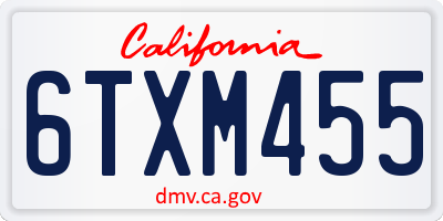 CA license plate 6TXM455