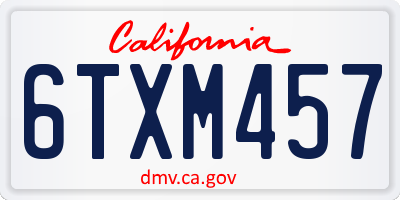 CA license plate 6TXM457