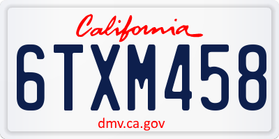 CA license plate 6TXM458