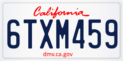 CA license plate 6TXM459