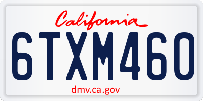 CA license plate 6TXM460