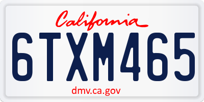 CA license plate 6TXM465